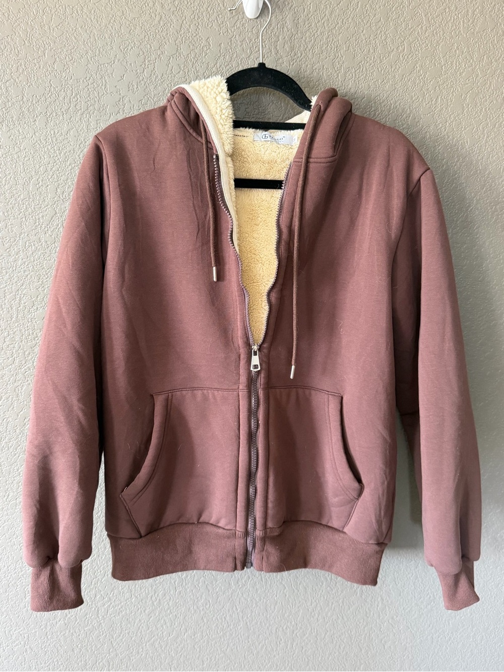 Sherpa-Lined brown Zip Hoodie Jacket - Women